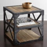 산업 스타일 레트로 소파 사이드 테이블 코너 테이블 아이언 솔리드 우드 거실 모던 심플 소형 커피 테이블 수납 테이블 소형 정사각형 테이블