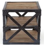 산업 스타일 레트로 소파 사이드 테이블 코너 테이블 아이언 솔리드 우드 거실 모던 심플 소형 커피 테이블 수납 테이블 소형 정사각형 테이블 - 이미지 2