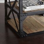 산업 스타일 레트로 소파 사이드 테이블 코너 테이블 아이언 솔리드 우드 거실 모던 심플 소형 커피 테이블 수납 테이블 소형 정사각형 테이블 - 이미지 3