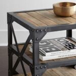산업 스타일 레트로 소파 사이드 테이블 코너 테이블 아이언 솔리드 우드 거실 모던 심플 소형 커피 테이블 수납 테이블 소형 정사각형 테이블 - 이미지 4