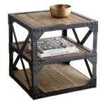 산업 스타일 레트로 소파 사이드 테이블 코너 테이블 아이언 솔리드 우드 거실 모던 심플 소형 커피 테이블 수납 테이블 소형 정사각형 테이블 - 이미지 5