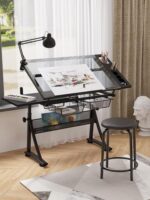 유리 리프트식 드로잉 및 페인팅 테이블 아트 학생 워크벤치 디자이너 드로잉 및 페인팅 테이블 드로잉 데스크
