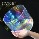 투명 크리스털 노래 그릇 다채로운 오로라 음악 그릇 연주 그릇 악기 7톤 8-14인치 요가 크리스털 그릇 - 이미지 2