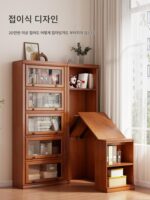 접이식 책상 책장 통합 미국 거실 코너 조합 책장 견고한 나무 홈 텔레스코픽 컴퓨터 책상 서재 - 이미지 2