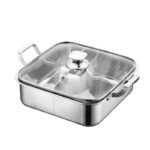 스퀘어 304 스테인리스 이중맛 냄비 유도 밥솥 특별 대용량 걸쭉한 샤브샤브 가정용 핫팟 투명 국 냄비 - 이미지 5