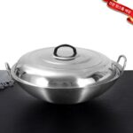 스테인리스 특대형 프라이팬 더블 이어 냄비 30-120cm 프라이팬 볶음 레스토랑 매점 호텔 상업용 뚜껑이 달린 대형 냄비 - 이미지 3