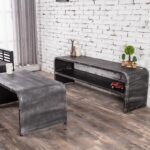 산업 스타일 오래된 직사각형 커피 테이블 거실 간단한 TV 캐비닛 철 리벳 미국 복고풍 철 티 테이블