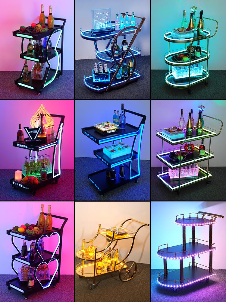 main_625743338657_0-1 바 루미너스 와인 카트 나이트 KTV 와인 배달 카트 모바일 생일 케이크 트롤리 LED 트롤리 - 이미지 1