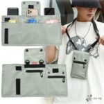 멀티 레이어 모바일 폰 가방 남성 및 여성 접이식 방수 나일론 천 소형 백팩 단색 실용 허리 가방 여권 어깨 메신저 가방