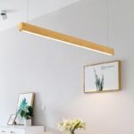 미니멀리스트 우드 그레인 알루미늄 원라인 레스토랑 샹들리에 직사각형 오피스 숍 모던 노르딕 디자인 롱 샹들리에