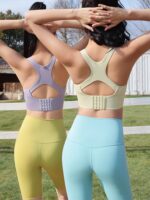 [신상] 앤런 와이드 스트랩 스포츠 브라 여성용 방진 런닝 개더드 요가 조끼 아름다운 등 브라 - 이미지 4