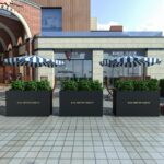 크리에이티브 야외 꽃 상자 울타리 레스토랑 칸막이 사각형 상업 거리 철 금속 꽃 스탠드 심기 상자 꽃통 사용자 정의 - 이미지 2