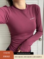 여성용 섹시 스포츠 상의, 러닝용 긴팔 속건성 옷, 체육관 티셔츠, 타이트 슬리브, 고탄력 요가 옷