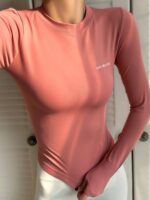 여성용 섹시 스포츠 상의, 러닝용 긴팔 속건성 옷, 체육관 티셔츠, 타이트 슬리브, 고탄력 요가 옷 - 이미지 4