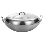 특대형 비자성 스테인리스 프라이팬 특대형 34-100cm 이중귀 둥근바닥 볶음삼각대 업소용 식당 농촌 대형 냄비 - 이미지 5