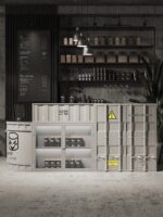 오래된 철공소 산업 스타일 바 카운터 금전 등록기 바 카페 코너 카운터 서양식 레스토랑 복고풍 프런트 데스크 접수 데스크 - 이미지 2