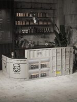 오래된 철공소 산업 스타일 바 카운터 금전 등록기 바 카페 코너 카운터 서양식 레스토랑 복고풍 프런트 데스크 접수 데스크 - 이미지 3