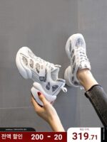 홍콩 화이트 대드 슈즈 여성 2025 봄과 가을 신상품 정품 가죽 두꺼운 밑창 캐주얼 슈즈 컬러 매칭 올매치 스포츠 슈즈 ins