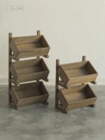 버섯 공간 & OLD 견고한 나무 다중 그리드 보관 선반 레트로 식료품 서랍 거실 침실 보관 캐비닛