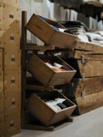 버섯 공간 & OLD 견고한 나무 다중 그리드 보관 선반 레트로 식료품 서랍 거실 침실 보관 캐비닛 - 이미지 3