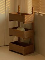 버섯 공간 & OLD 견고한 나무 다중 그리드 보관 선반 레트로 식료품 서랍 거실 침실 보관 캐비닛 - 이미지 4