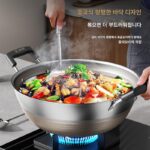 강바허 프라이팬 노스틱팬 디펜 가정용 스테인리스 대형 프라이팬 인덕션 쿠커 유니버셜 더블 이어 대형 스튜 냄비 - 이미지 3