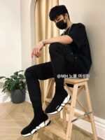 여성용 하이탑 파리 탄성 양말화 2025년 봄 여름 신상품 올매치 슬림 통기성 키높이 커플 스포츠화 남성용 - 이미지 3