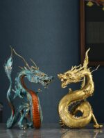 사업이 번창하고, 물을 흡수하는 청룡 구리 공예품, 중국 용 장식품, 회사 사무실 입구, 행운을 가져다주는 오픈 선물 - 이미지 3