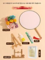 선생님의 날 말린 꽃 부채 DIY 재료 패키지 수제 영원한 꽃 궁전 부채 양면 빈 고대 부채 - 이미지 2