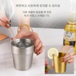 한국산 304 스테인리스 스틸 이중층 화상 방지 물컵 바베큐 레스토랑 맥주컵 티컵 음료컵 케이터링 골드 - 이미지 3