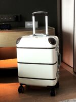 일본 수출 브라이트 서피스 여행 가방 20인치 탑승 케이스 알루미늄 프레임 24 여행 세관 잠금 장치 범용 휠 비밀번호 상자 28