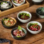 일본식 크리에이티브 9칸 바비큐 레스토랑 플레이트 핫팟 레스토랑 스페셜 식기 야채 그리드 뚜껑이 달린 대나무 쟁반 - 이미지 4