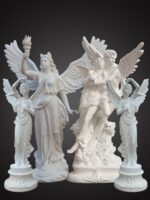 사랑 신 날개 커플 동상 사계절 밝은 천사 조각 대형 유리 섬유 인물 아트워크 장식 장식품