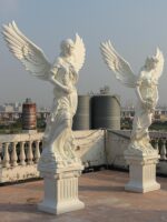 사랑 신 날개 커플 동상 사계절 밝은 천사 조각 대형 유리 섬유 인물 아트워크 장식 장식품 - 이미지 3