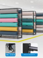 바퀴가 달린 패브릭 디스플레이 랙은 섬유 패브릭 랙 카펫 선반 식탁보 가죽 롤 디스플레이 랙을 밀어낼 수 있습니다 - 이미지 2