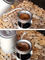 실버 앤트 퓨어 티타늄 커피 포트 컵 세트 야외 핸드 포어드 가정용 드립 필터 브라켓 롱 마우스 950ML - 이미지 3