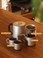 실버 앤트 퓨어 티타늄 커피 포트 컵 세트 야외 핸드 포어드 가정용 드립 필터 브라켓 롱 마우스 950ML - 이미지 5