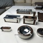 Ktv 스테인리스 스틸 목재 그레인 테이블 용품 데스크탑 마이크 스탠드 티슈 박스 박스 스페셜 재떨이 과일 접시 랙 전체 세트 - 이미지 2