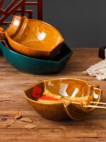 꼬치튀김 접시 세라믹 반병 접시 반캔 크리에이티브 접시 홈 불규칙 접시 접시 레트로 바베큐 레스토랑 특별 접시 - 이미지 2