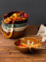 꼬치튀김 접시 세라믹 반병 접시 반캔 크리에이티브 접시 홈 불규칙 접시 접시 레트로 바베큐 레스토랑 특별 접시 - 이미지 4