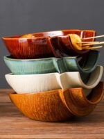 꼬치튀김 접시 세라믹 반병 접시 반캔 크리에이티브 접시 홈 불규칙 접시 접시 레트로 바베큐 레스토랑 특별 접시 - 이미지 5