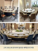 록플레이트 핫팟테이블 전자렌지 일체형 대리석 전기식탁 원형테이블 홈 무연 1인용 1포트 상업용 - 이미지 3