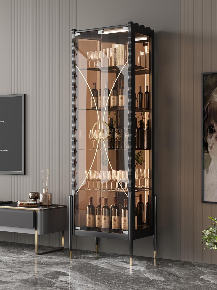 main_650051078341_0-1 2024년 새 소형 유리문 와인 캐비닛 가정용 벽면 거실 조명 고급 식사 옆 고급 핸드메이드 레고 디스플레이 캐비닛 - 이미지 1