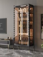 2024년 새 소형 유리문 와인 캐비닛 가정용 벽면 거실 조명 고급 식사 옆 고급 핸드메이드 레고 디스플레이 캐비닛 - 이미지 2