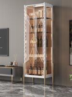 2024년 새 소형 유리문 와인 캐비닛 가정용 벽면 거실 조명 고급 식사 옆 고급 핸드메이드 레고 디스플레이 캐비닛 - 이미지 3