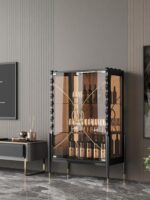 2024년 새 소형 유리문 와인 캐비닛 가정용 벽면 거실 조명 고급 식사 옆 고급 핸드메이드 레고 디스플레이 캐비닛 - 이미지 4