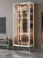 2024년 새 소형 유리문 와인 캐비닛 가정용 벽면 거실 조명 고급 식사 옆 고급 핸드메이드 레고 디스플레이 캐비닛 - 이미지 5