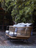 안뜰 야외 홈스테이 소파 방수 선크림 라탄 의자 싱글 거실 와비사비 스타일 레저 야외 발코니 가구