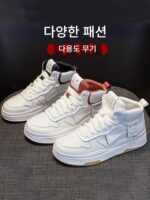 홍콩 정품 가죽 하이탑 화이트 슈즈 여성용 봄과 가을 2025 새로운 올매치 두꺼운 밑창 슈즈 스포츠 캐주얼 슈즈 트렌드의 한국 버전 - 이미지 3
