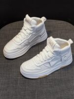 홍콩 정품 가죽 하이탑 화이트 슈즈 여성용 봄과 가을 2025 새로운 올매치 두꺼운 밑창 슈즈 스포츠 캐주얼 슈즈 트렌드의 한국 버전 - 이미지 5